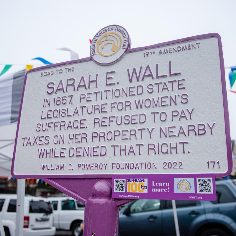 Sarah E. Wall suffrage marker.