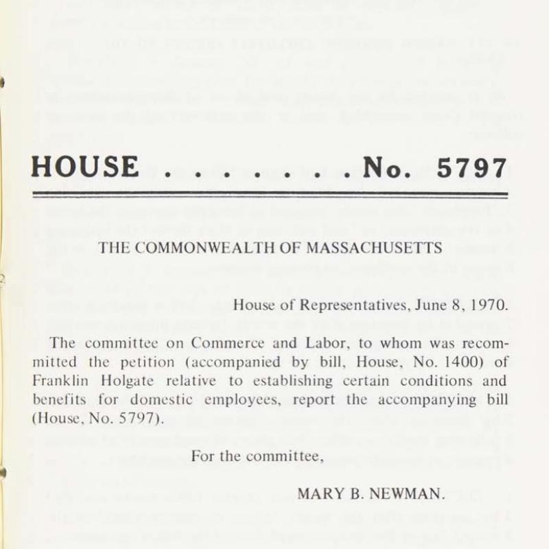 Massachusetts bill on domestic employees dated 1970.