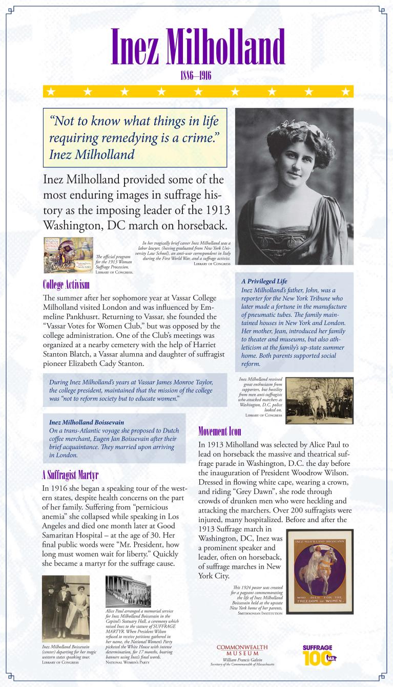 Display Panel featuring suffragist Inez Milholland