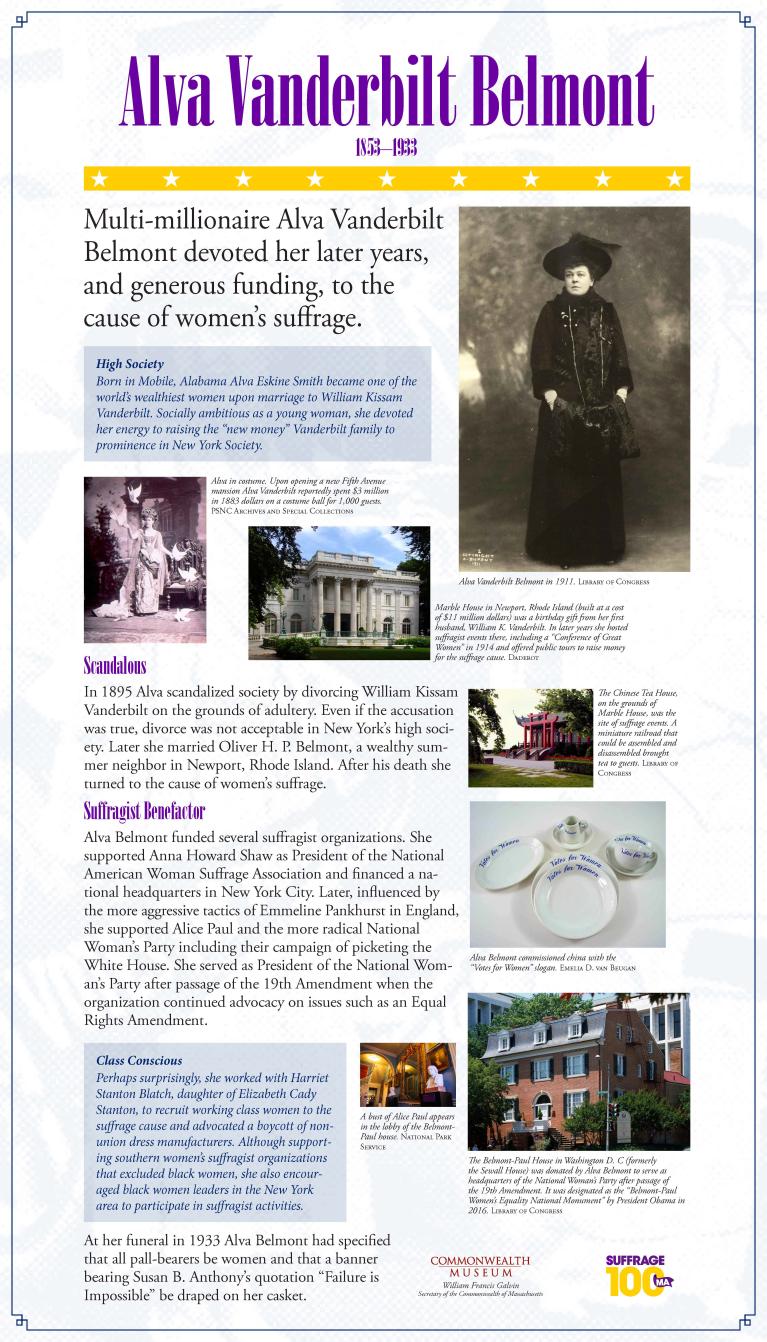 Display Panel featuring suffragist Alva Vanderbilt Belmont