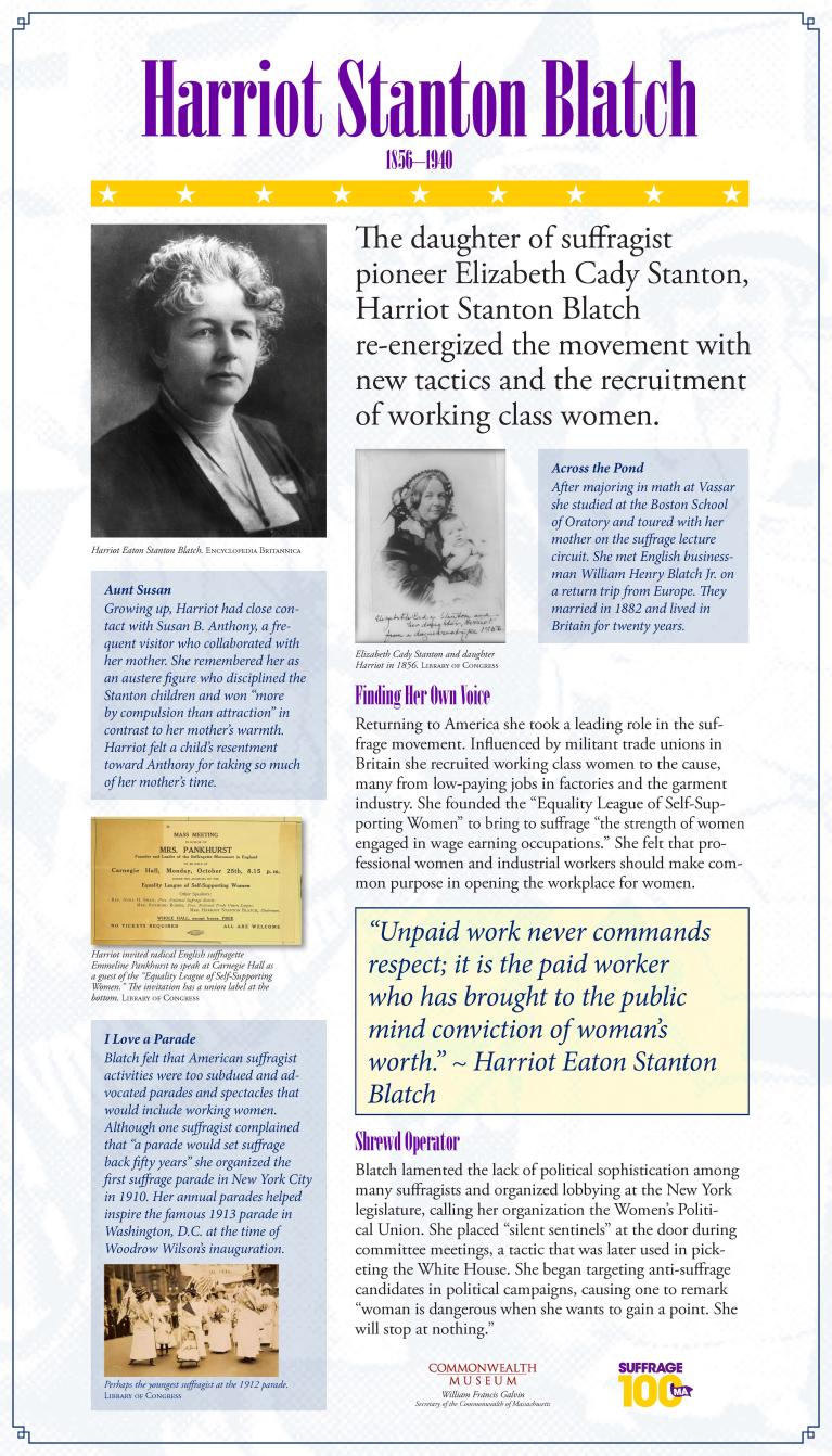 Display Panel featuring suffragist Harriet Stanton Blatch