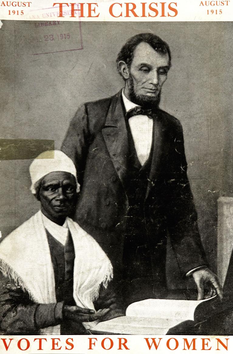 Cover of the Crisis with an illustration of Abraham Lincoln and Sojourner Truth
