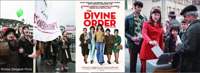 Divine Order movie poster and event collage.