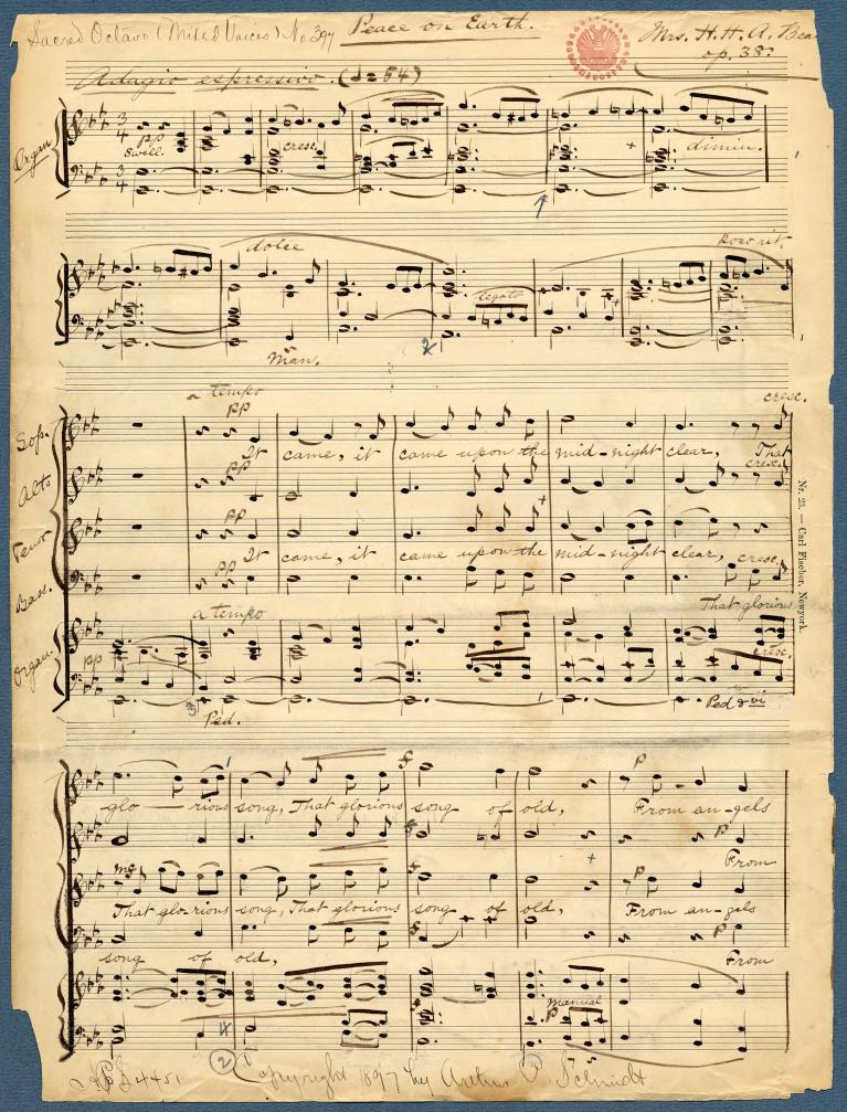Image of sheet music on yellowed paper.