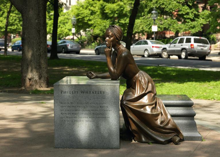 bronze and granite statue of Phillis Wheatley 