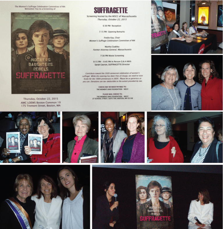 Photo collage of Suffragette movie screening.