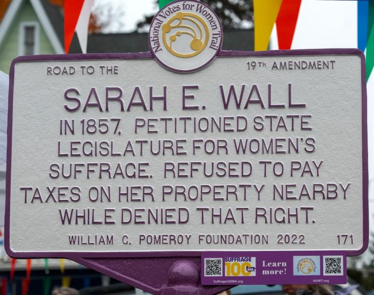 Sarah E. Wall Suffrage Marker